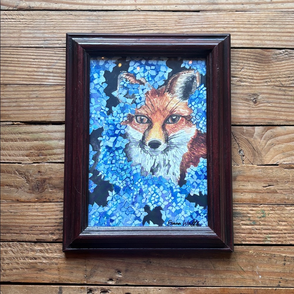 “Fox in the Flowers” Framed Art Print by Emma Walters